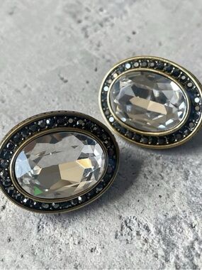 Heidi Daus Signature Accent Earrings in Clear and Black Hematite